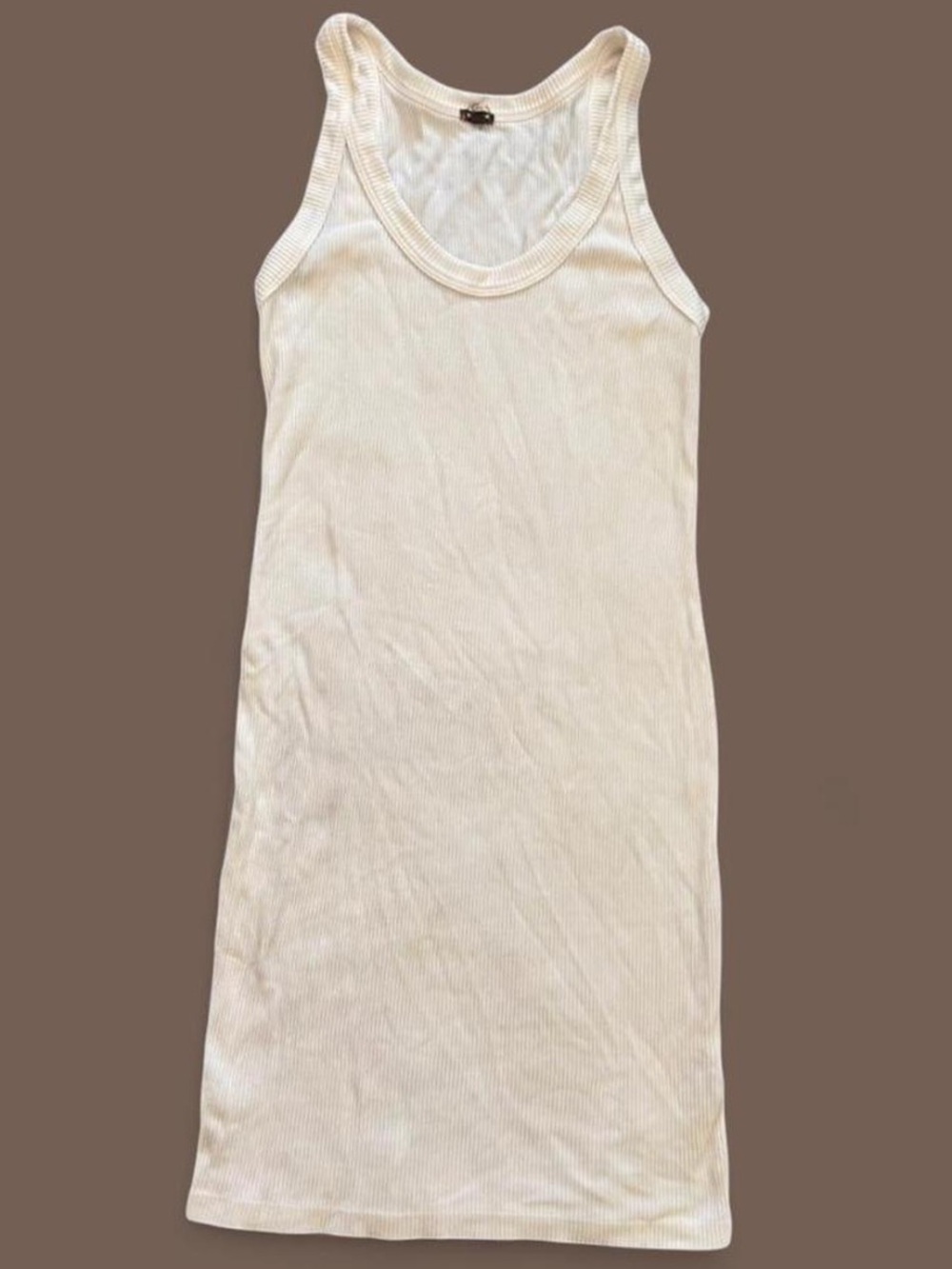 Monrow cream ribbed bodycon dress